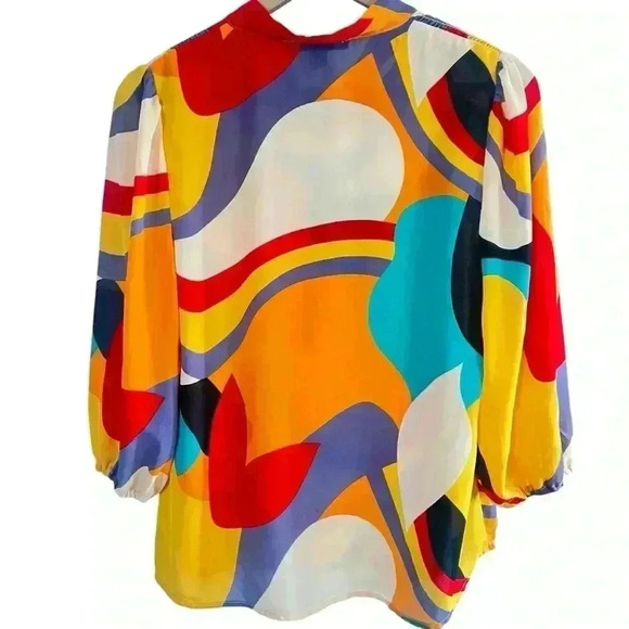 NWOT By Design Omega Long Sleeve with Neck Tie Blouse - Picture 2 of 5